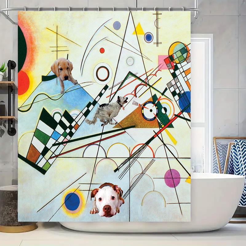 

Artistic Dog Shower Curtain: Modern Abstract Print featuring a playful mix of canine breeds perfect for adding a splash of color 90x180cm