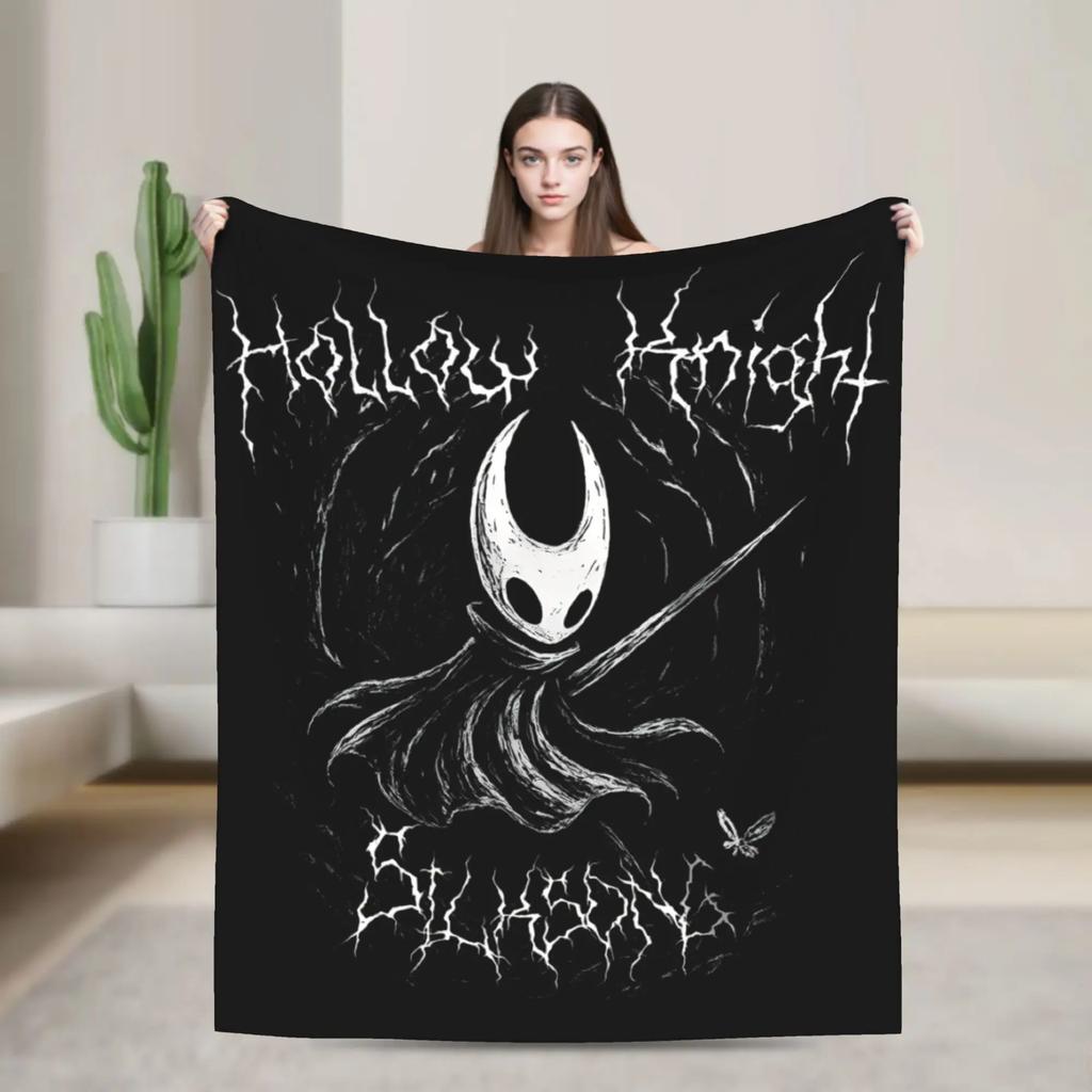 Hollow Knight Silksong Dark Fantasy Velvet Throw Blanket Gothic Home Decor Knitted Soft MultiUse Blanket for Car Bed Sofa
