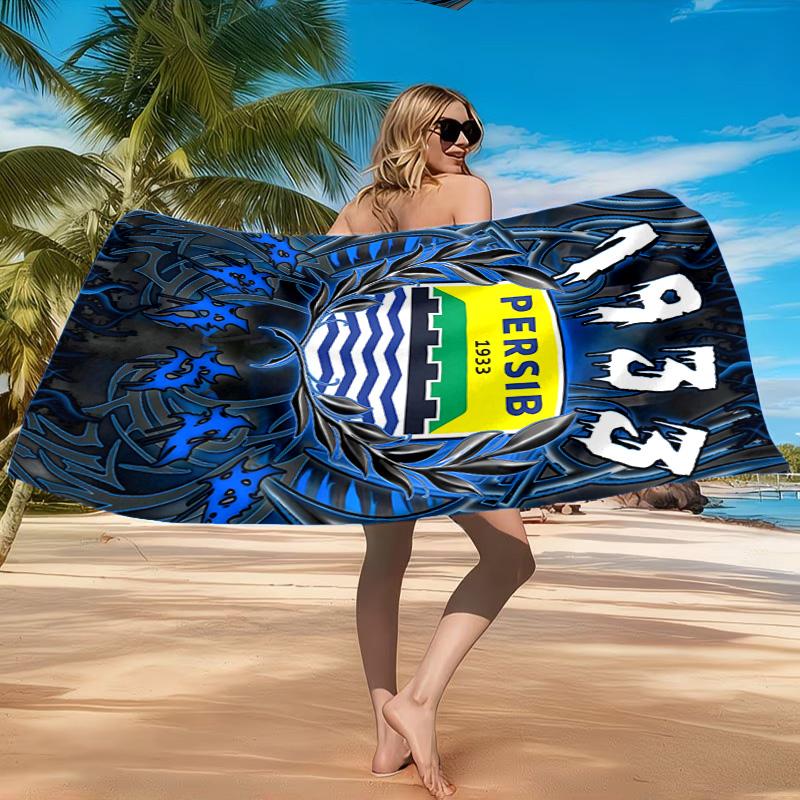Persib Bandung Football Crest Beach Towel, Quick-drying, Easy To Care For, Suitable for Both Fitness and Beach Vacations,Sports Essential