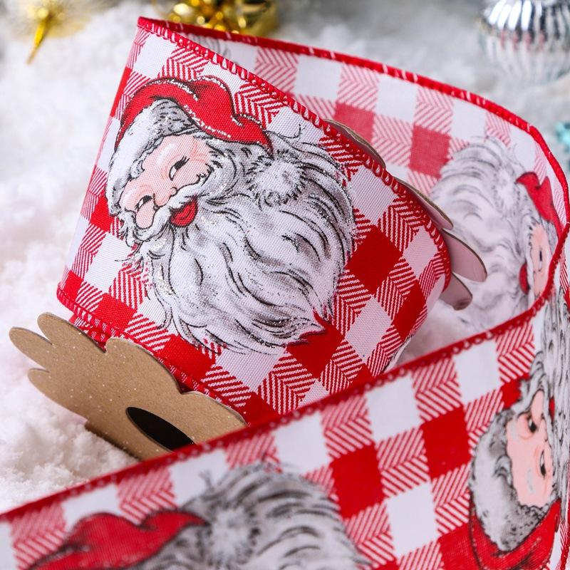 Ribbon Wire Crimping Ribbon Wire Linen Ribbon Decoration Colorful Snowflake Plaid Christmas Material DIY Handmade 10/25Yards