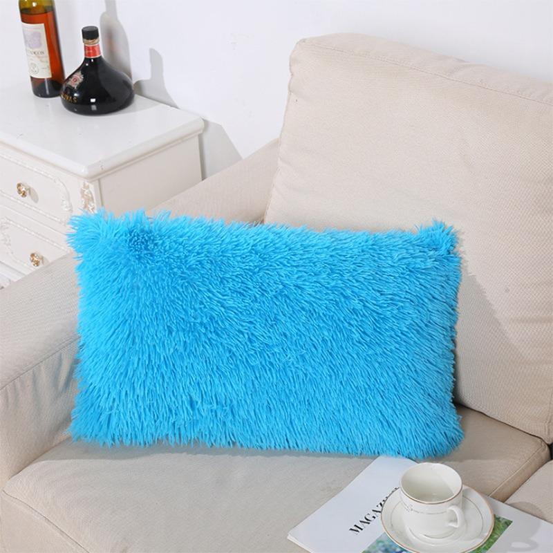 Soft Velvet Mink Plush Rectangle Pillowcase Nordic Fur Solid Color Home Decor
