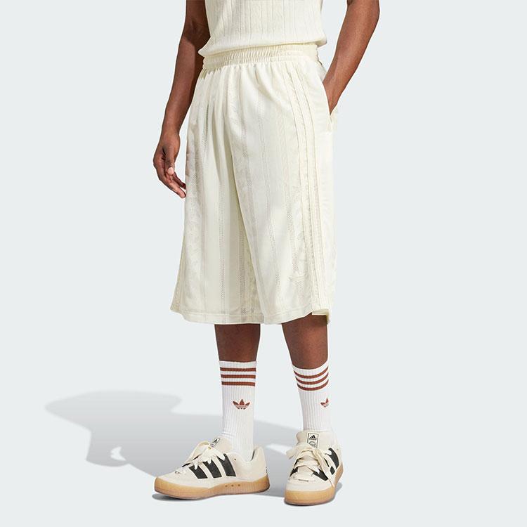 Adidas Originals Fashion Mesh Shorts With All Over Logo Solid Color Mid Rise Loose Fit Casual Shorts Men Shorts Ivory IT7508