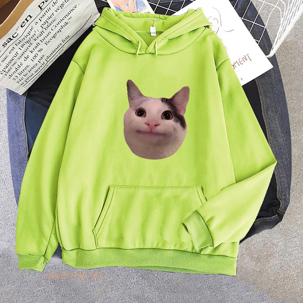 Meme Cats Hoodies Casual Kawaii Graphic Printing Sweatshirts Women/men Comfortable Fleece Soft Sudaderas Long Sleeve Girl Hoodie