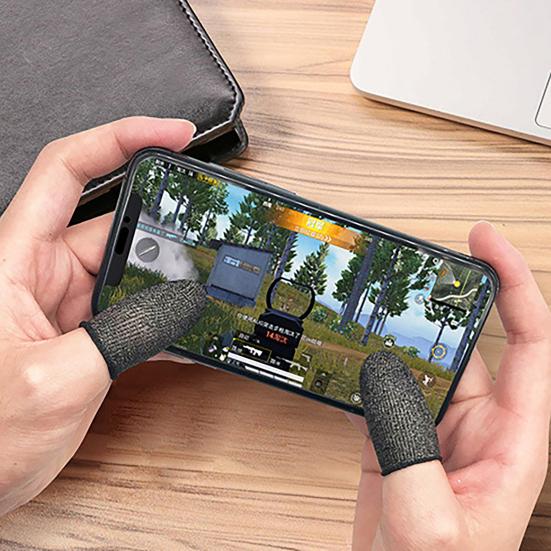 1 Pair Touch Screen Finger Sleeves Non-Scratch Nylon Fiber Mobile Game Finger Cots for Entertainment