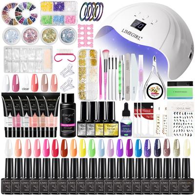 Manicure Set Poly Nail Gel Kit with Nail Lamp Semi Permanent Varnish Acrylic Extension Gel Nail Polish Kit