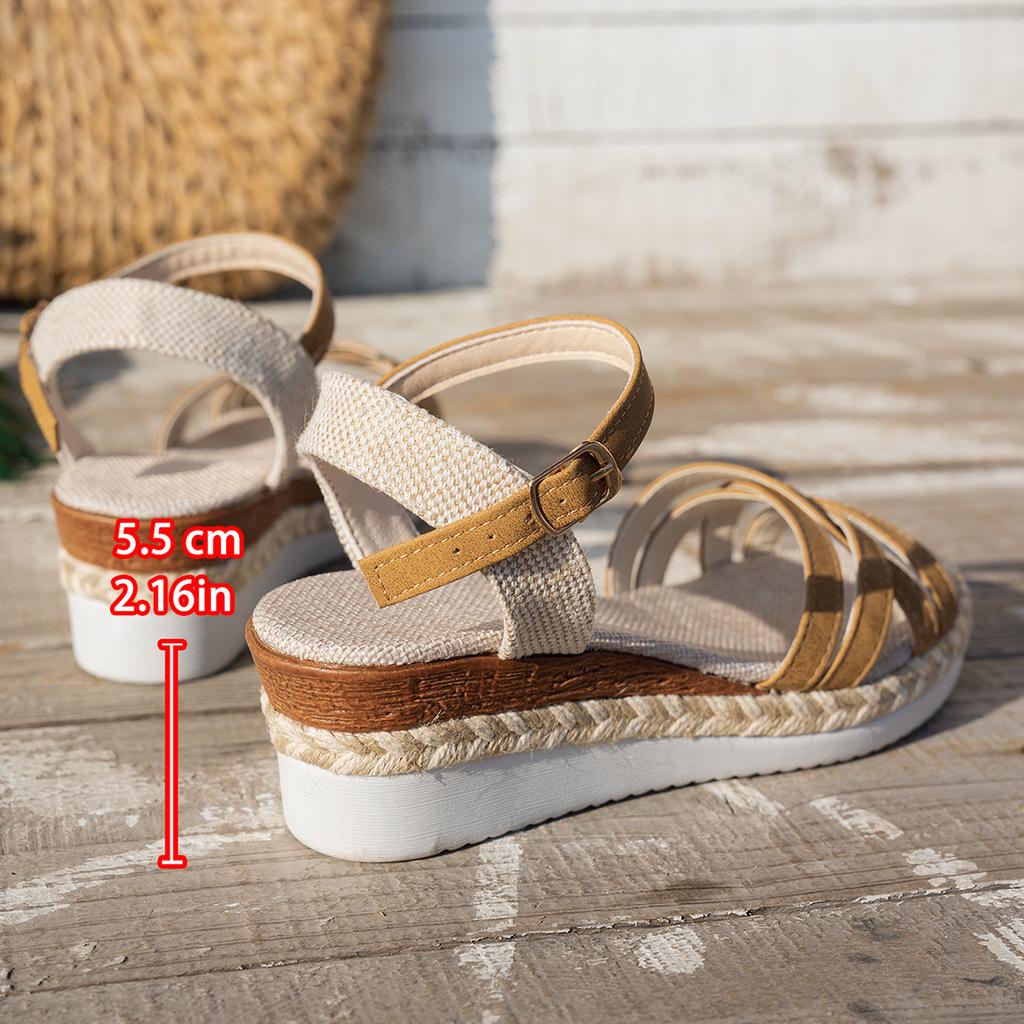 Plus Size 36-43 Women's Sandals Summer Casual Shoes for Women Comfortable Non-slip Walking Slip on Elastic Fabric Female Shoes