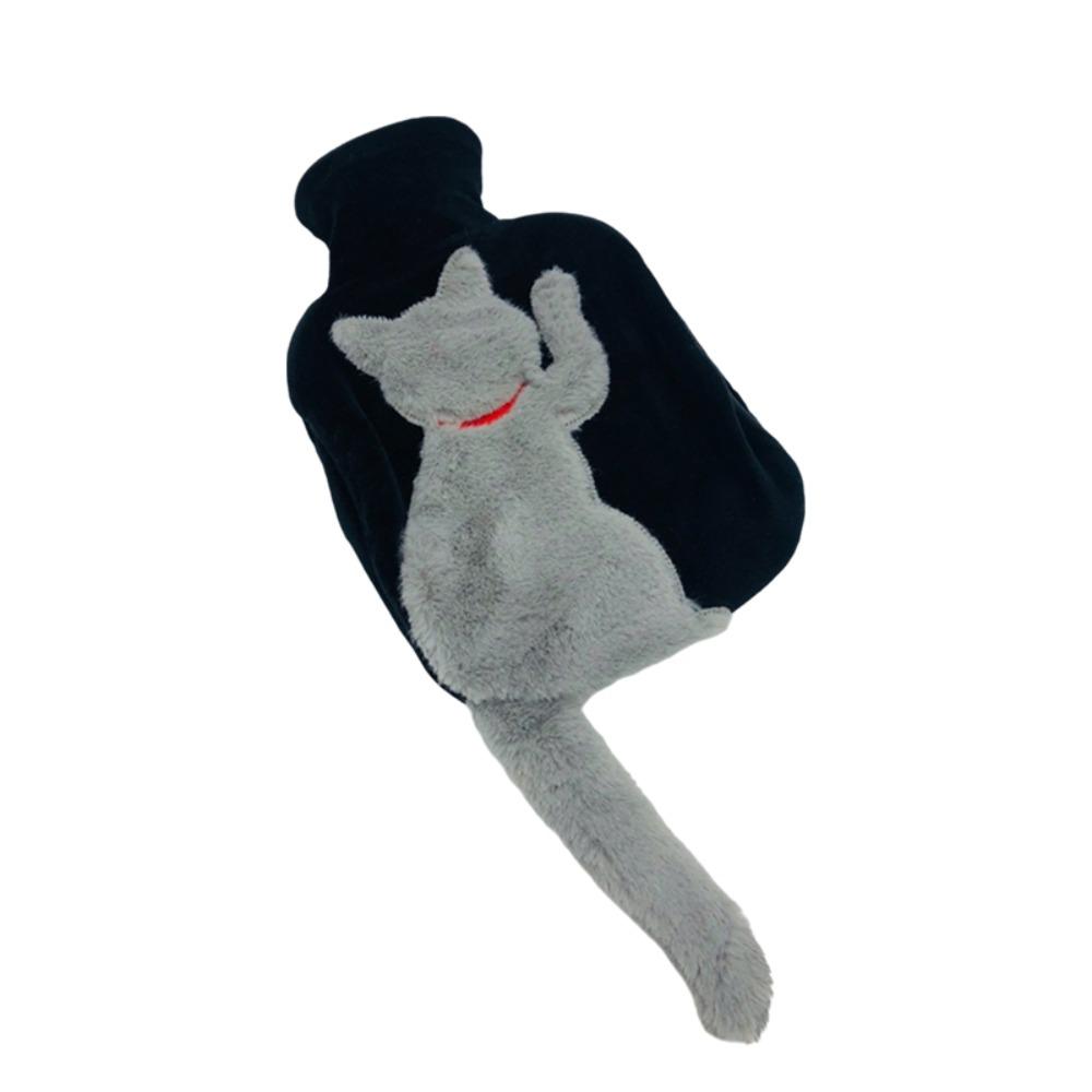 

Durable Long Cat Tail Water-filled Hot Water Bag Cartoon Hot Water Bottle Washable Thickened Water Injection Bag Women чёрный