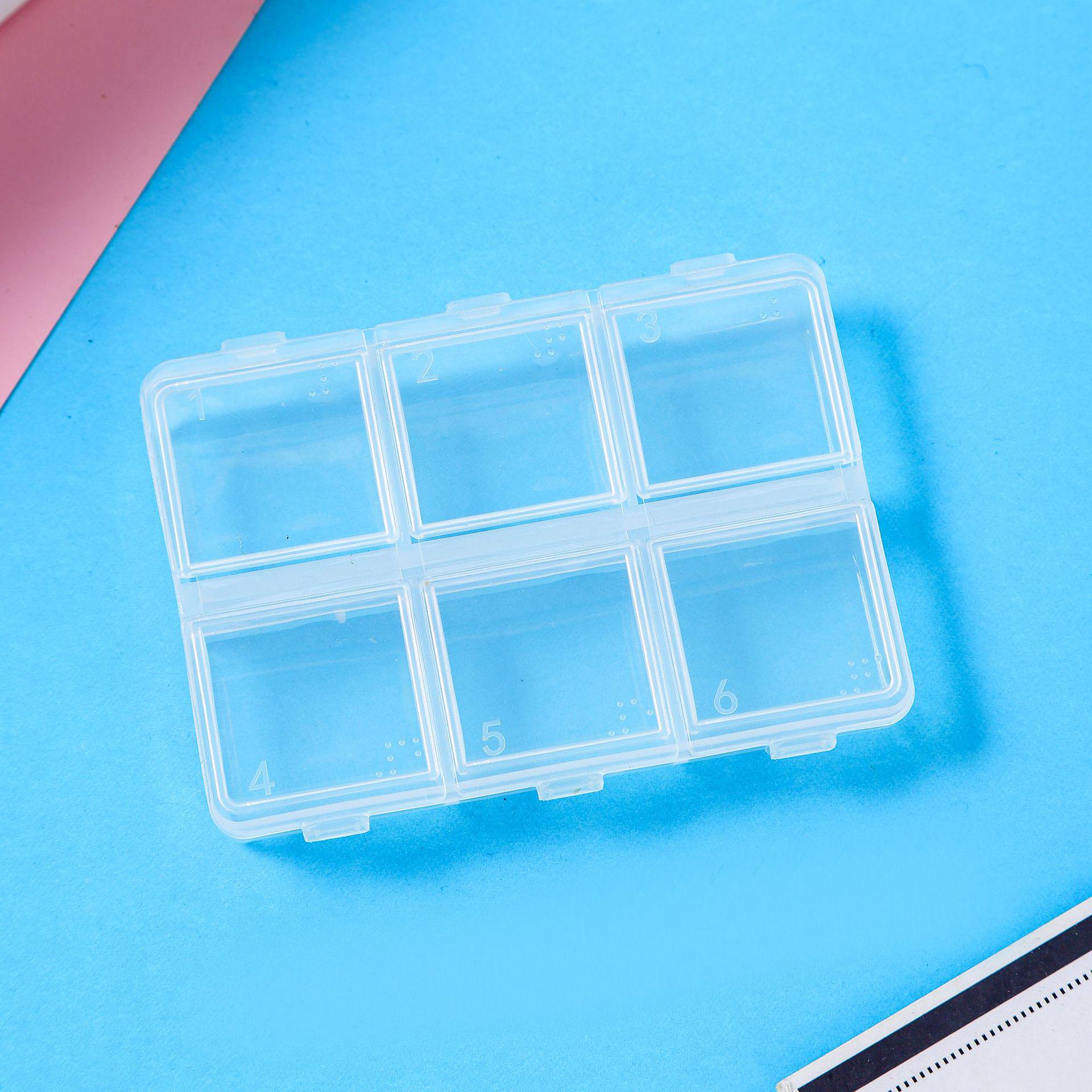 

6-секционный съемный пластиковый ящик для хранения маникюрных инструментов и лекарств со шрифтом Брайля