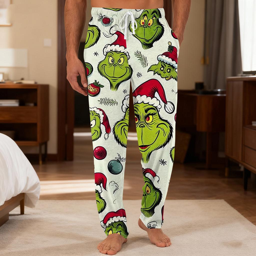 Men's Plain Knit Solid Pocket Casual Pants Home Pajama Pants