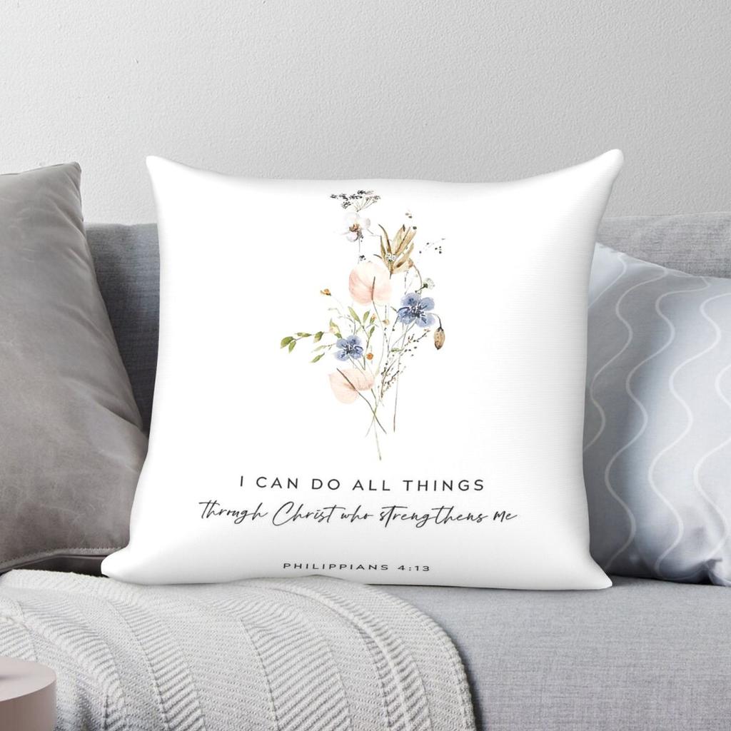 I Can Do Bible Verse Philippians Pillowcase Polyester Linen Velvet Printed Zip Decorative Pillow Car Cushion Cover Wholesale