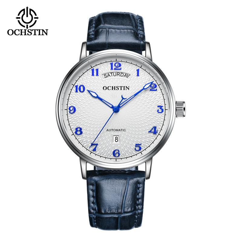 New fashion trend mechanical watch leather waterproof double calendar automatic mechanical men s watch agent