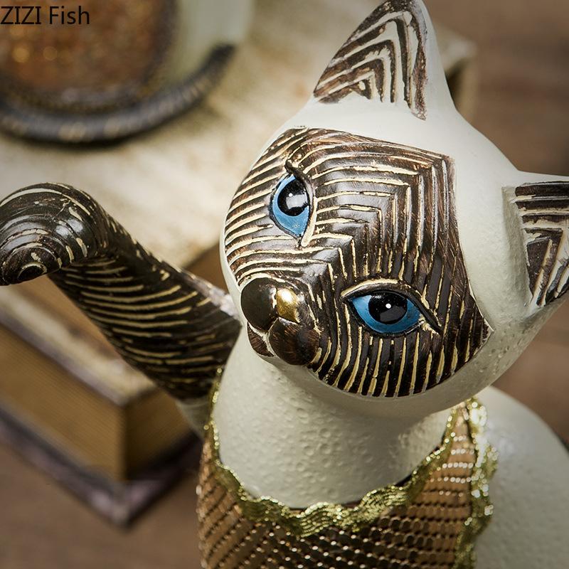 Estatua Creativa de Gato Siamés Adornos de Animales Encantadores Decoración de Escritorio Artesanía Moderna Escultura de Resina de Gatito Decoración Estética para Habitación