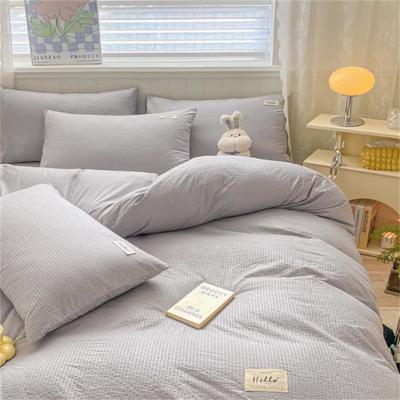 Conjunto de Quatro Peças em Algodão Lavado Waffle, Roupa de Cama Não 100% Algodão, Roupa de Cama 100% Algodão, Conjunto de Lençóis e Capa de Edredom para Dormitório Estudantil