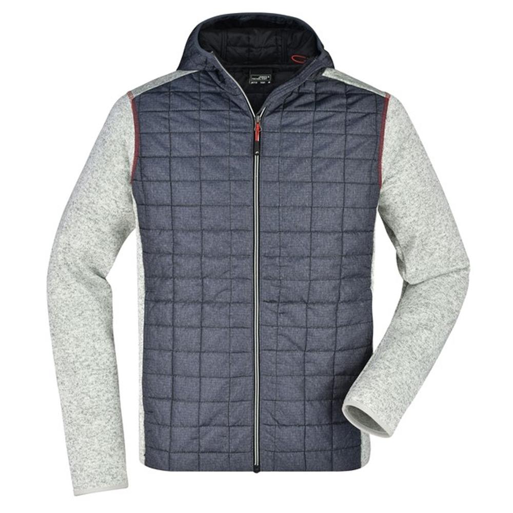 James and Nicholson Mens Melange Knitted Hybrid Jacket