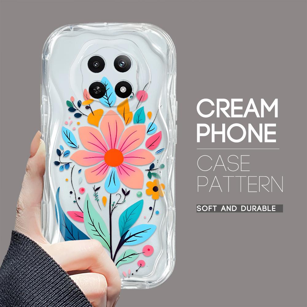 Carcasă cu textura cremă cu model de desene animate, cu margine ondulată, husă din silicon moale pentru telefon pentru OPPO Reno Realme OnePlus Vivo