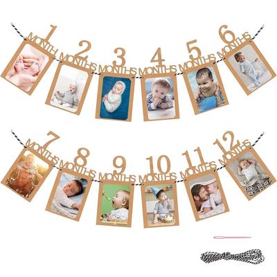 1st Birthday Baby Photo Banner Photo Frame Birthday Party Decoration Props Boys Girls 1st Birthday Party Decoration Photos