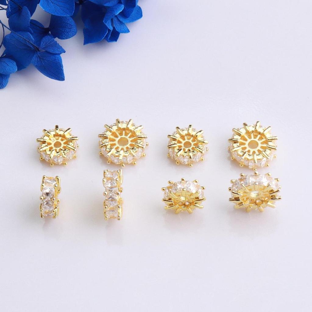 14K Gold Filled Zircon Diamond Ring Spacers for DIY Jewelry & Bracelet Accessories