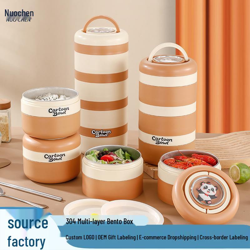 Läckagesäker Bento-låda i rostfritt stål med silikontätande lock för kontorsarbetare