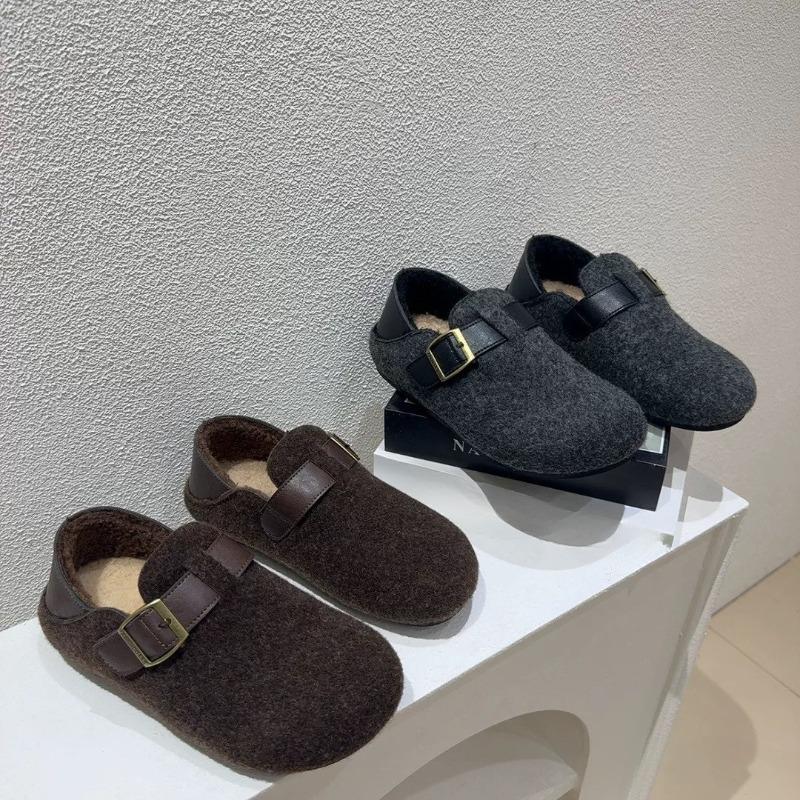 Retro Shoes for Women in Autumn and Winter, Thick-soled and Fleece Cotton Shoes
