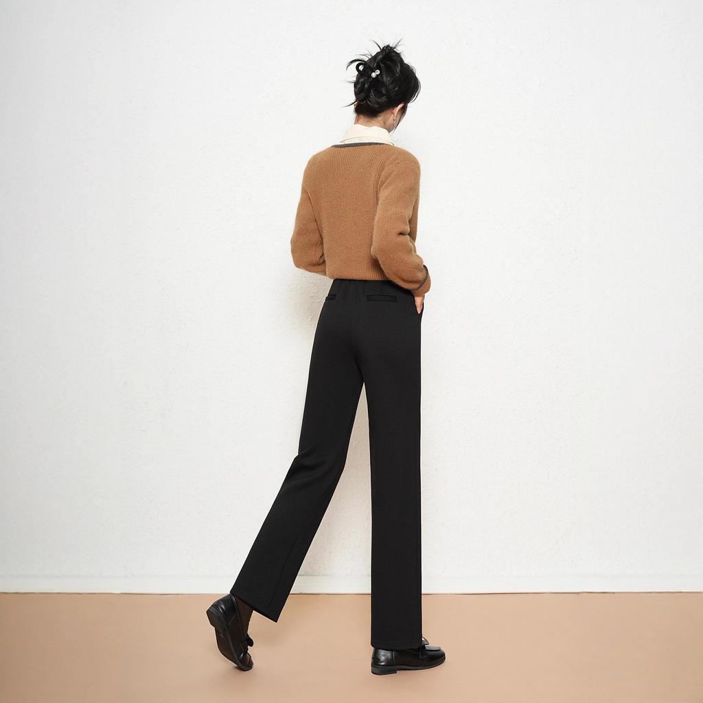 Women's Winter Fleece-Lined High-Waisted Versatile Black Pants