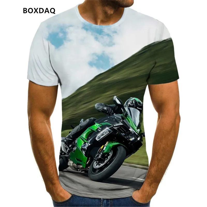 Men's Motorcycle Cool Racing Driver T-Shirts Summer Short Sleeve 3D Print Moto & Biker Street Style Male Tees 6XL Plus Size Tops