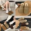Fashion Bebealy Fashion Fur Clogs Slippers for Women Winter Fluffy Cork Insole Plush Slippers with Arch Support Furry Suede Mules Shoes