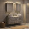 5 Piece Bathroom Furniture Set Concrete Grey Engineered Wood and Glass