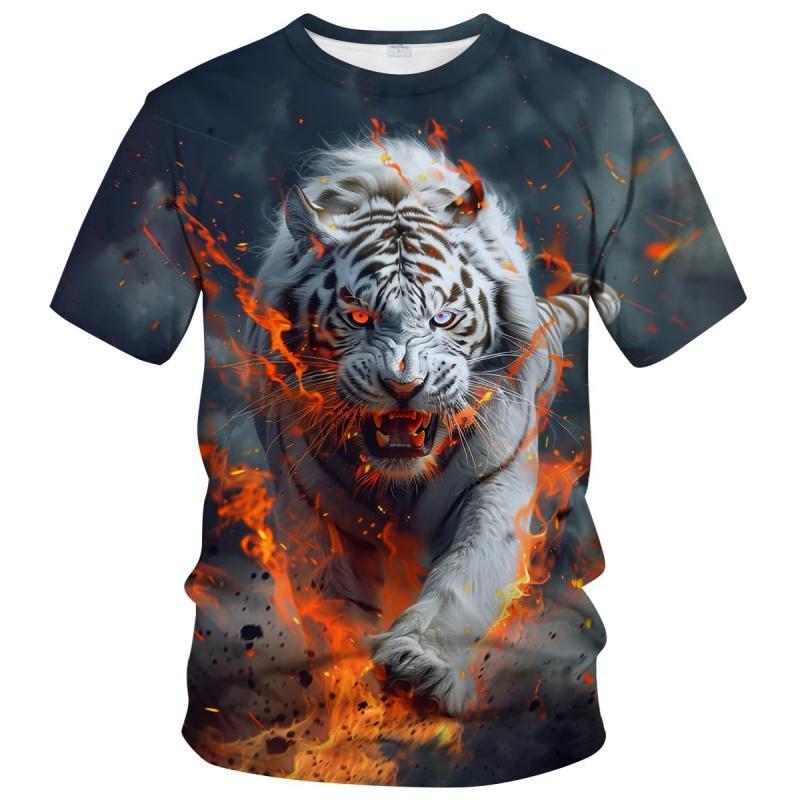 

3D Printed Cool Tiger T-Shirt For Men Women Retro Animal Pattern T Shirts Summer Loose Streetwear XXXL