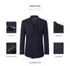 Men's Slim Fit Double-Breasted Gray Striped Suit - British Style Business Casual/Formal Tuxedo for Groom or Wedding.