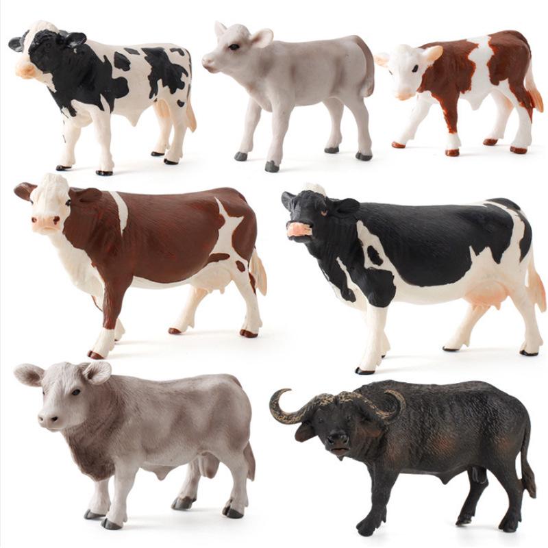 Animal Model Set: Cow, Buffalo, Ox, Rhinoceros, Bison, Bull - Educational Farm Toys for Kids