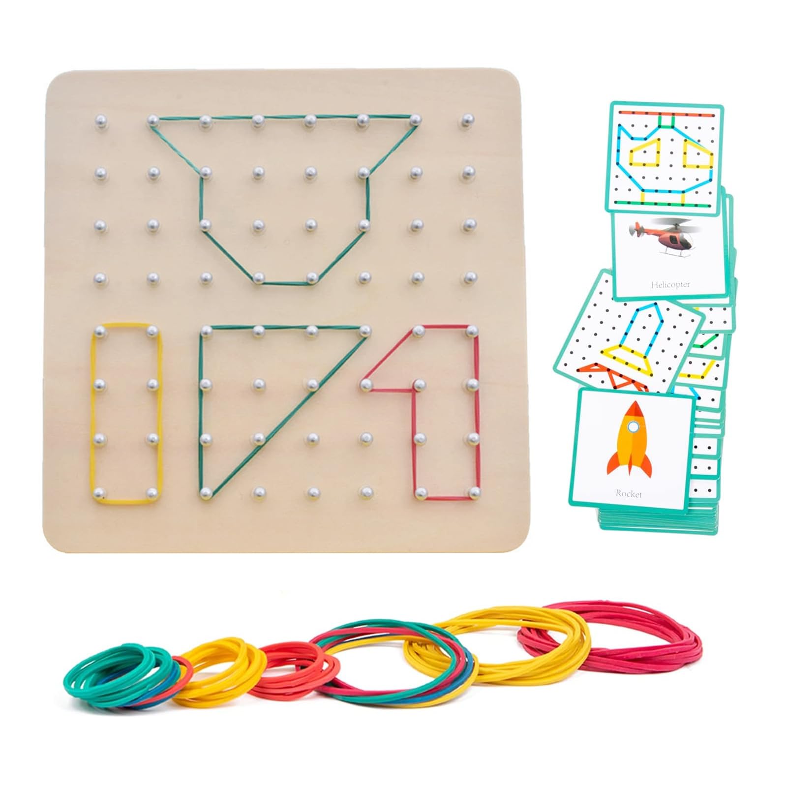 

Geoboard Wooden Educational Toy with Vision Training and Rubber Band Set