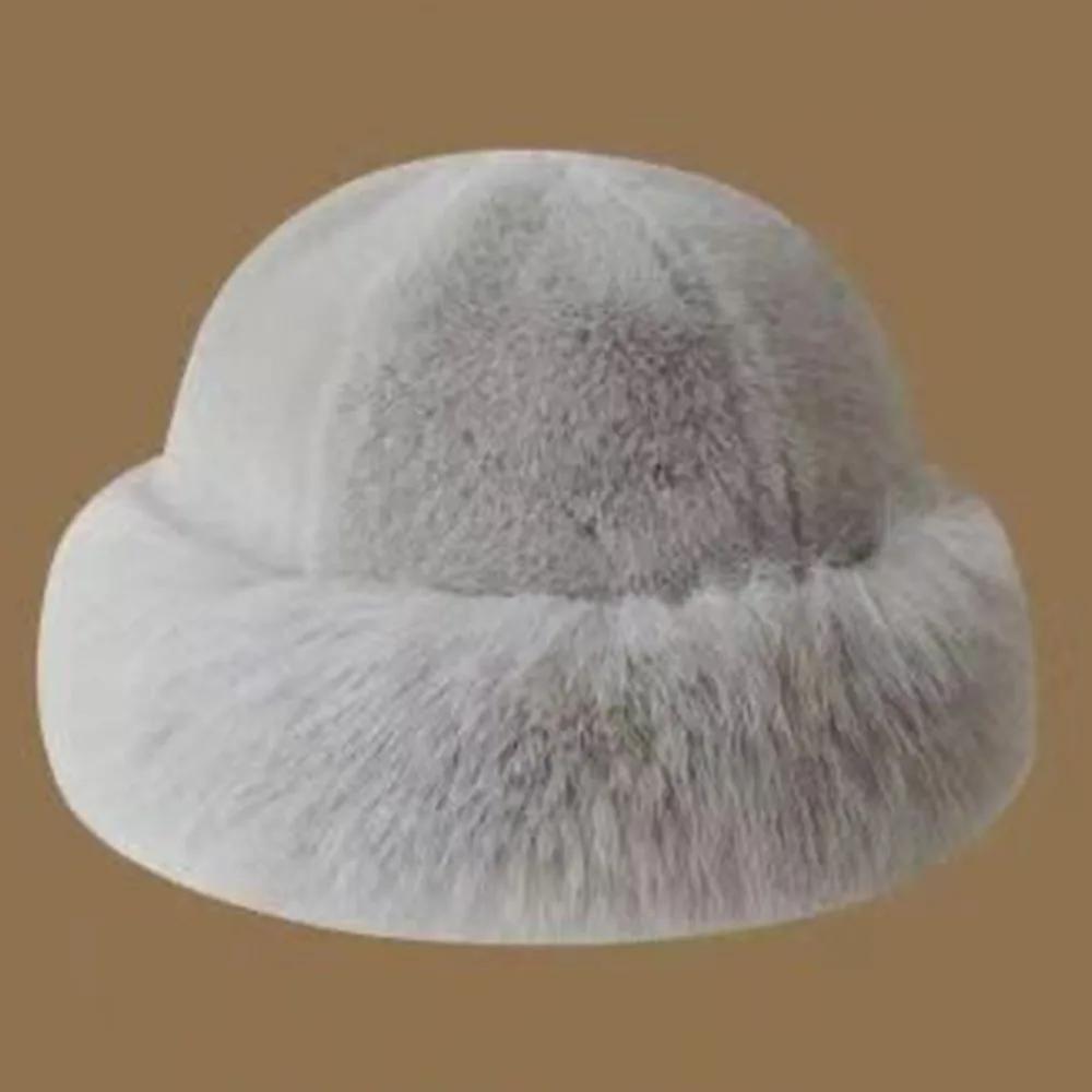 Fluffy Fur Bucket Hat Women Plush Fisherman Hat Warm Women's Winter Hat Thicken Cold Snowy Day Panama Cap Chrismas Gifts
