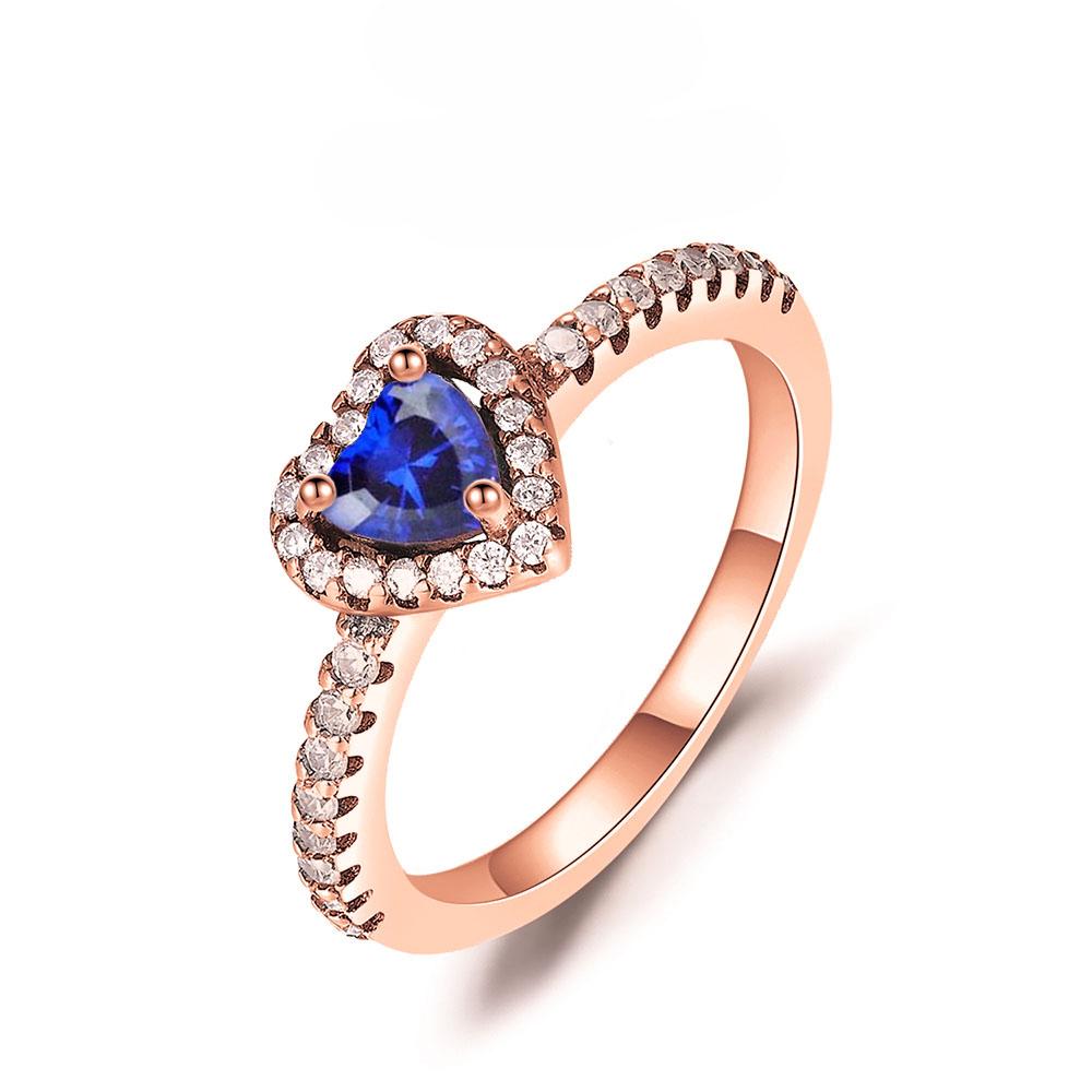 925 Silver Pink Bow Ring Timeless  Red Blue Heart Finger Rings For Women Wedding Crystal Ring Jewelry Gift 2025