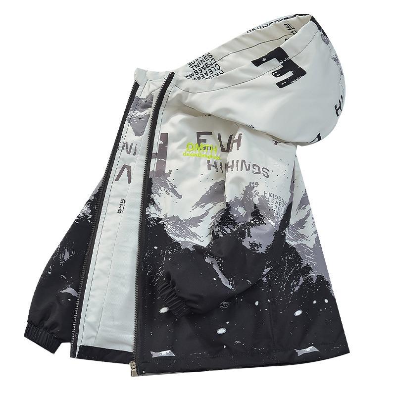 Boys Kids Gradient Hooded Windbreaker Jacket Children Casual Spring Outerwear