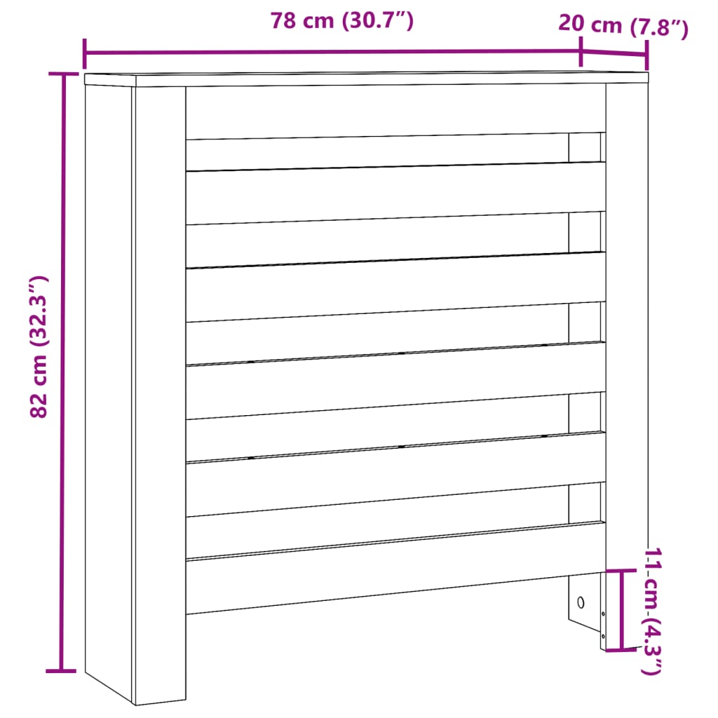 Radiator Cover Sonoma Oak 78 x 20 x 82 cm Particleboard