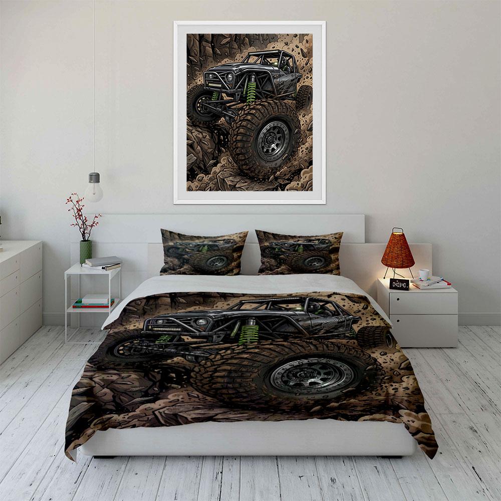 Rock Crawler Conquering Rugged Terrain Print Bedding Set 1 Duvet Cover 2 Pillowcases for Adult and Children Luxury Gift