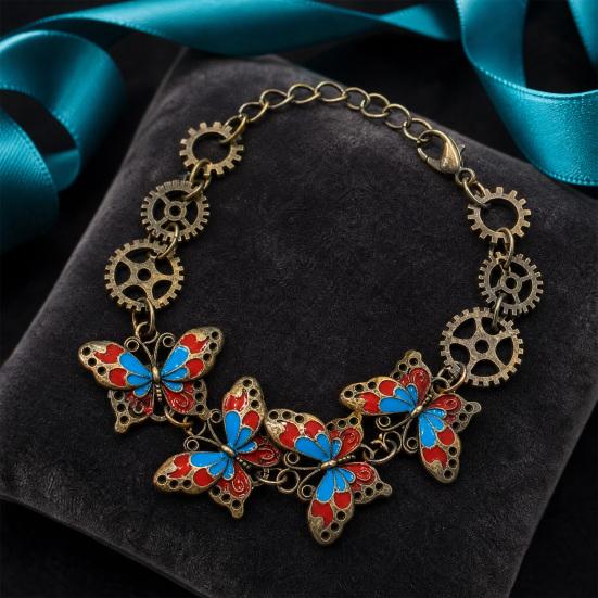Palace Style Bracelet, Butterfly Gear Bracelet with Strong Enamel Technology, Adjustable Chain Women Bracelet for Jewelry Gift
