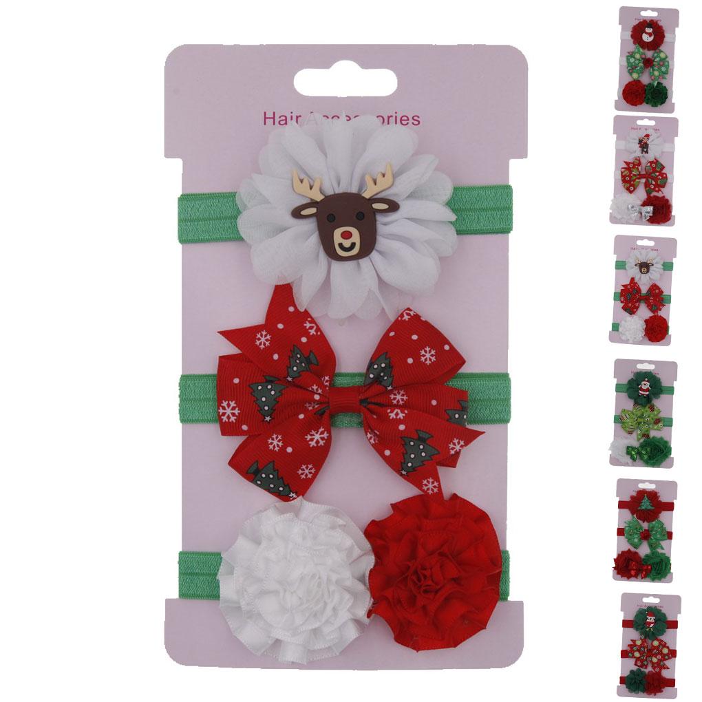 3-Piece Children Girl Hair Band Sets Xmas Headband Simple Kids Hair Ribbon Bowknot Christmas Hair Accessories