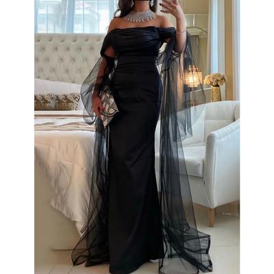 New European American Women's Sexy Mesh Tube Trailing Long Maxi Dress Evening Party Gown