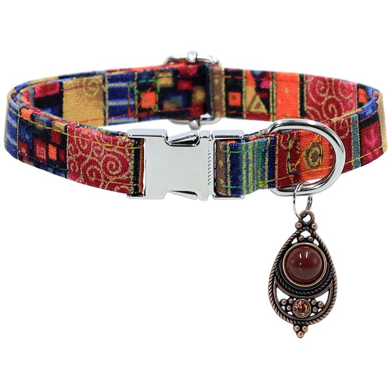 

1 шт. Регулируемый кошачий ошейник в богемном стиле, Ретро кулон в форме капли, Модные аксессуары для кошек и собак 25-40cm adjustable винный