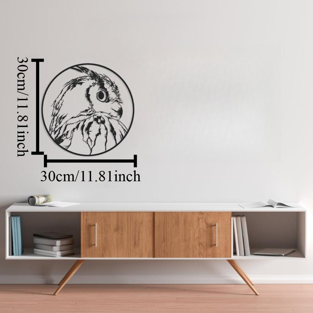 

Modern Metal Owl Wall Decor, Geometric Animal Art, Unique Home Gift 12in чёрный