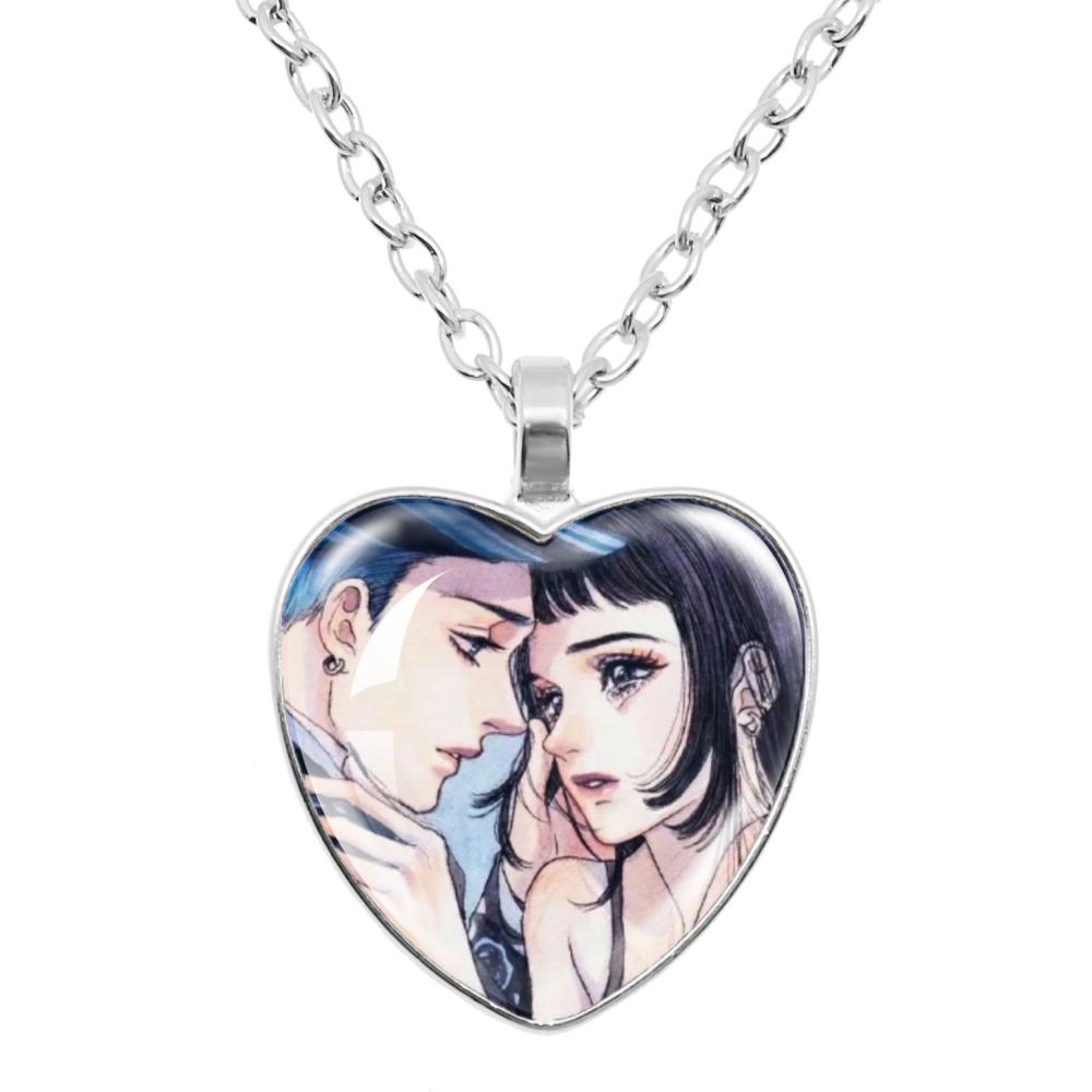 Paradise Kiss Anime Necklace Yukari Hayasaka Miwako Sakurada Glass Heart Shape Pendant Necklace Charm Jewelry Friend Gift