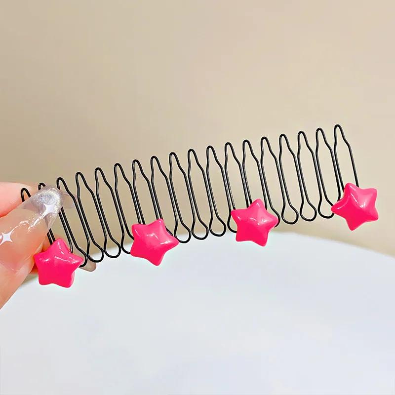 Invisible Broken Hairpin Girls Sweet Bow Heart Hair Clip Kid Tiara Tool Curve Needle Bangs Fixed Insert Comb Styling Accessories
