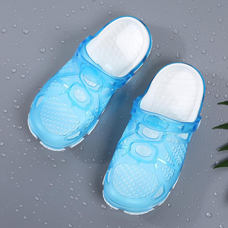 2025 Summer Foreign Trade New Couple Sandals Bag Head Hollow Jelly Shoes Breathable Large Size Men's Shoes Beach Hole Shoes