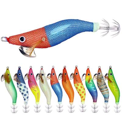 10 stücke Leucht Eging Tintenfisch Jig Köder Haken 9,3 CM-8,5G Pesca Tintenfisch Holz Garnelen Octopus Tintenfisch Haken meer Angeln Waren Locken