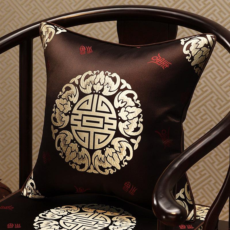 Chinese-Style Jacquard Square Pillow Cover Embroidered Lumbar Pillow Case Sofa Large Backrest Cover Hotel Office Home Decor