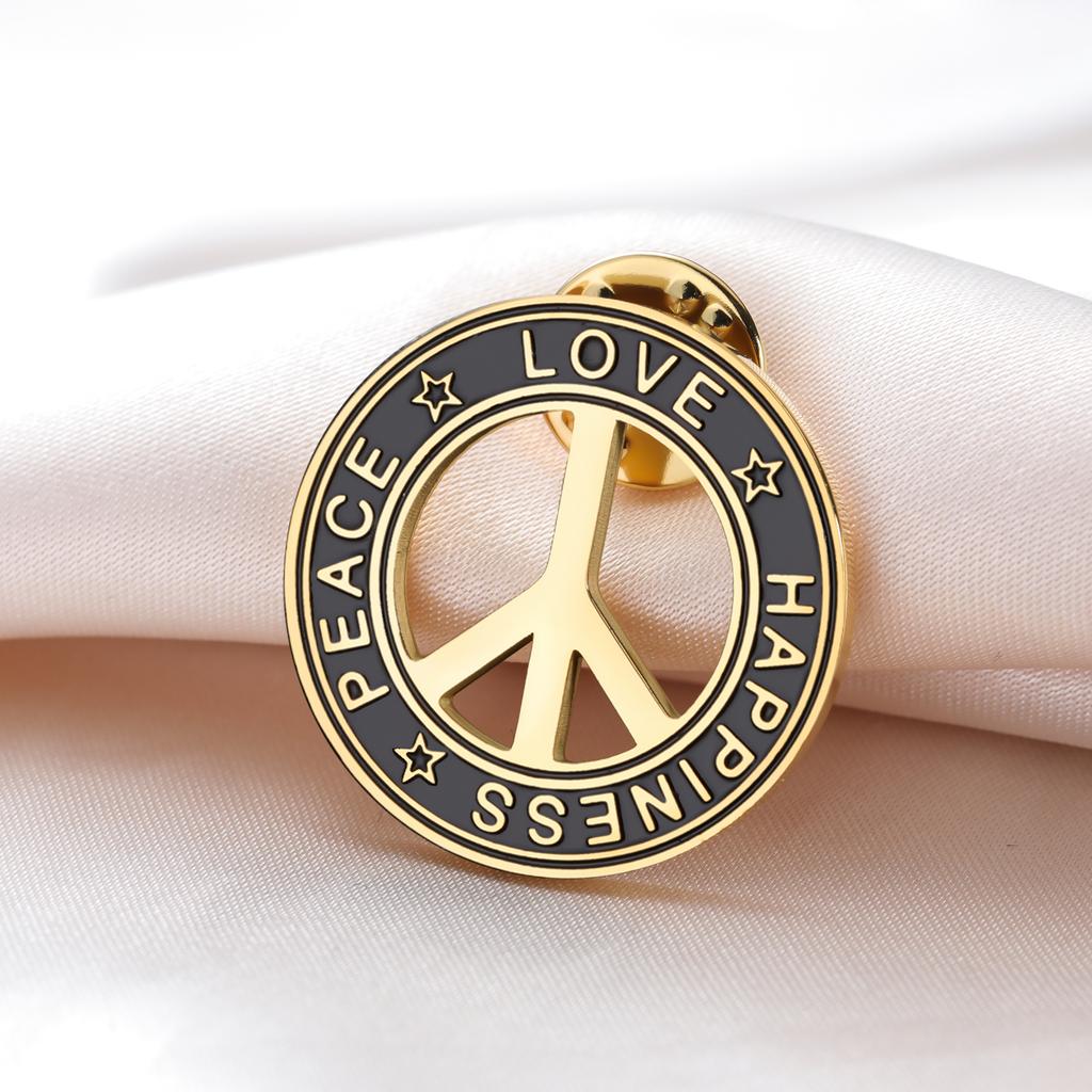 Roestvrij Staal Vredesteken Ronde Broche voor Dames Heren Geluk Vrede Liefde Reversspelden Trend Sieraden Accessoires Amulet Cadeaus