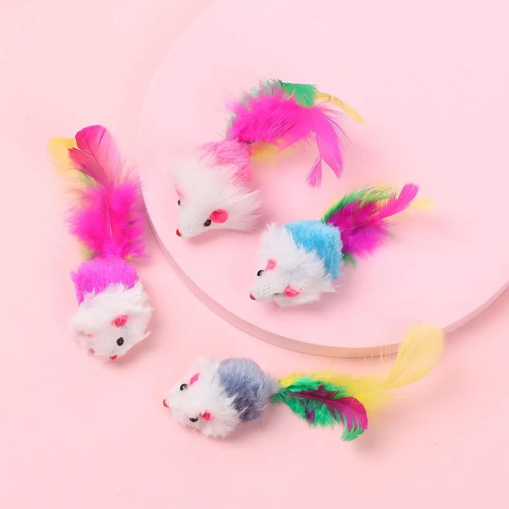10Pcs Assorted Color Catnip Gift Interactive Cat  Kittens Mice Rattle Set Cat Mouse