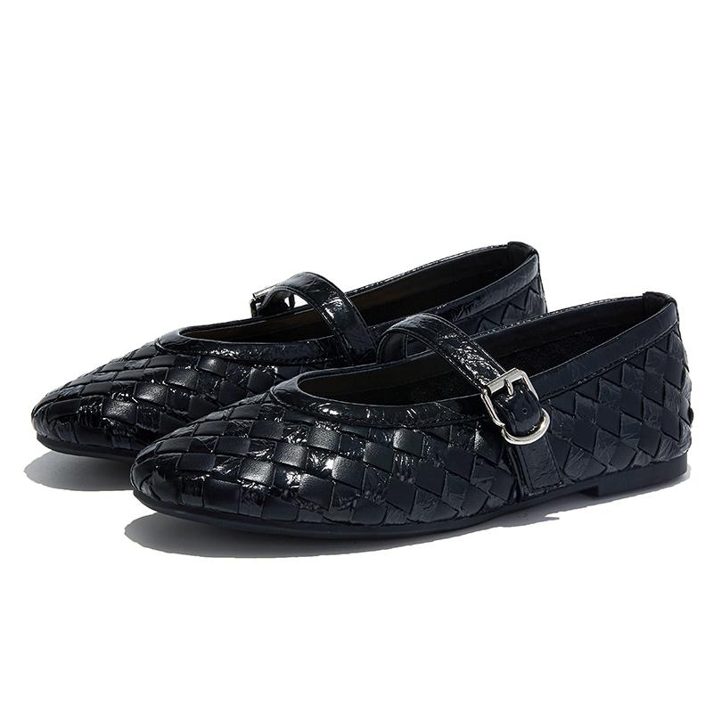 Fashion AIYUQI Mary Jane Shoes Women's Fall 2025 New Casual Fashion Ballet Shoes Girls Genuine Leather Woven Princess Shoes Women