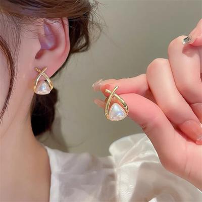 Kadınlar Kız Hediye Takı Toptan için Şık Moda İnci Çivili Küpeler